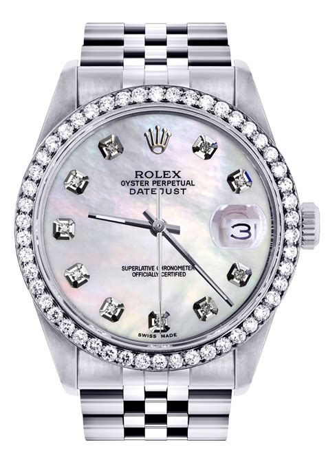 rolex datejust mother of pearl dial|rolex 36mm datejust with diamonds.